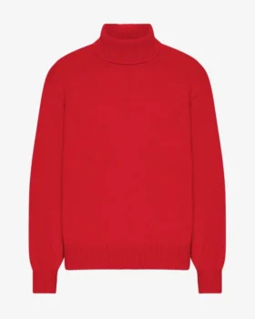 Rollkragenpullover aus Merinowolle – Scharlachrot