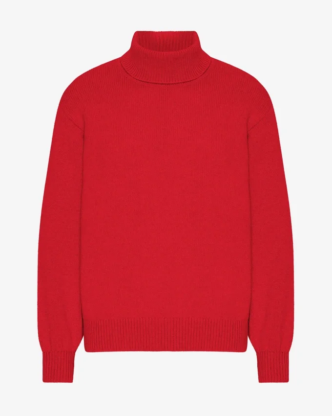 Rollkragenpullover aus Merinowolle – Scharlachrot