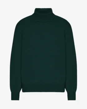 Rollkragenpullover aus Merinowolle – Smaragdgrün