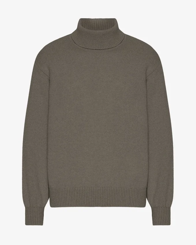 Rollkragenpullover aus Merinowolle – Staubiges Oliv