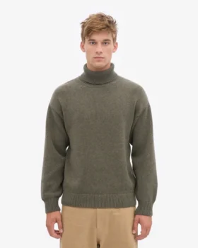 Rollkragenpullover aus Merinowolle – Staubiges Oliv