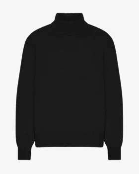 Rollkragenpullover aus Merinowolle – Tiefschwarz