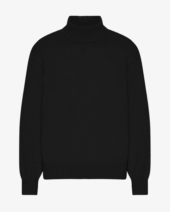 Rollkragenpullover aus Merinowolle – Tiefschwarz