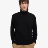 Rollkragenpullover aus Merinowolle – Tiefschwarz