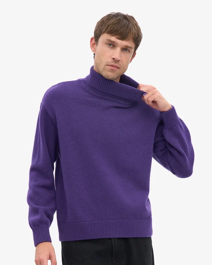 Rollkragenpullover aus Merinowolle – Ultraviolett