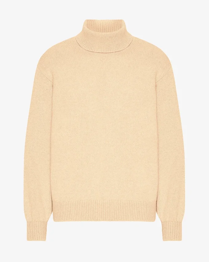 Rollkragenpullover aus Merinowolle – Zartgelb