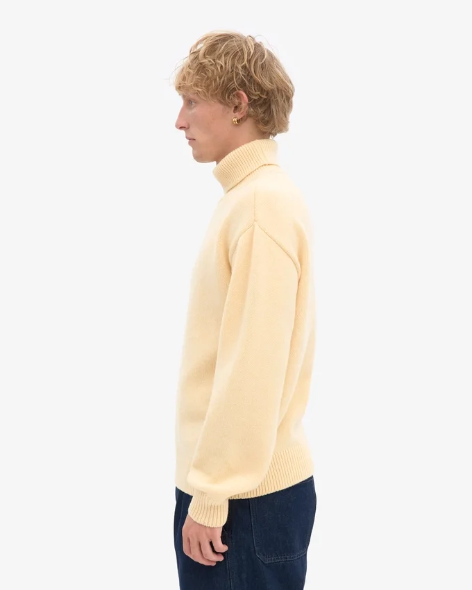 Rollkragenpullover aus Merinowolle – Zartgelb