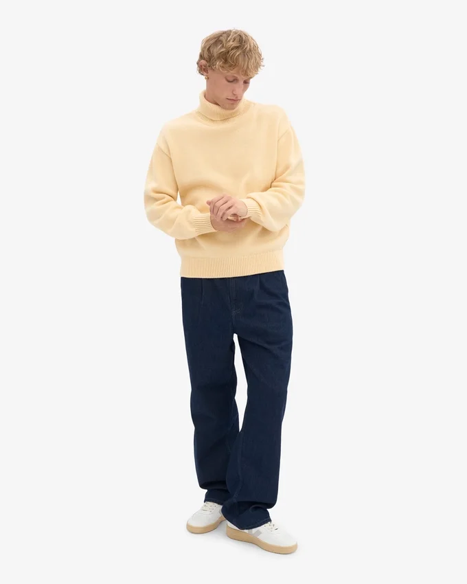 Rollkragenpullover aus Merinowolle – Zartgelb