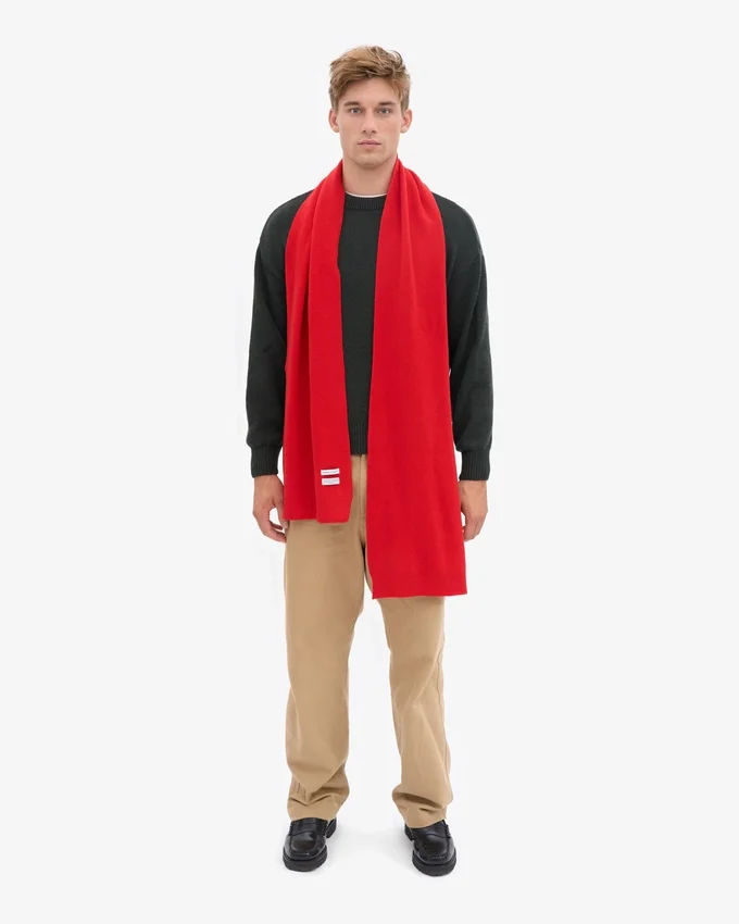Schal aus Merinowolle – Rot-Mandarine