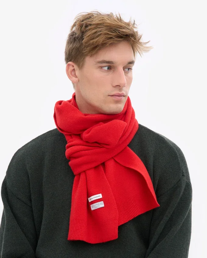 Schal aus Merinowolle – Rot-Mandarine