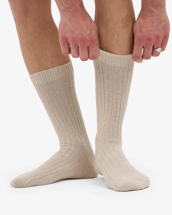 Socken aus Merinowollmischung – Elfenbeinweiß