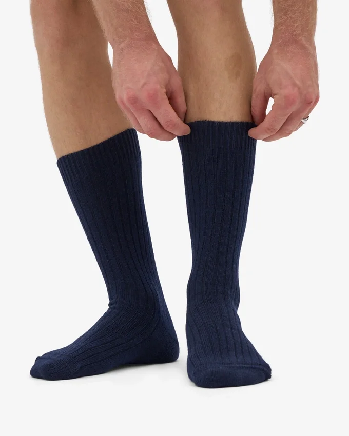 Socken aus Merinowollmischung – Marineblau