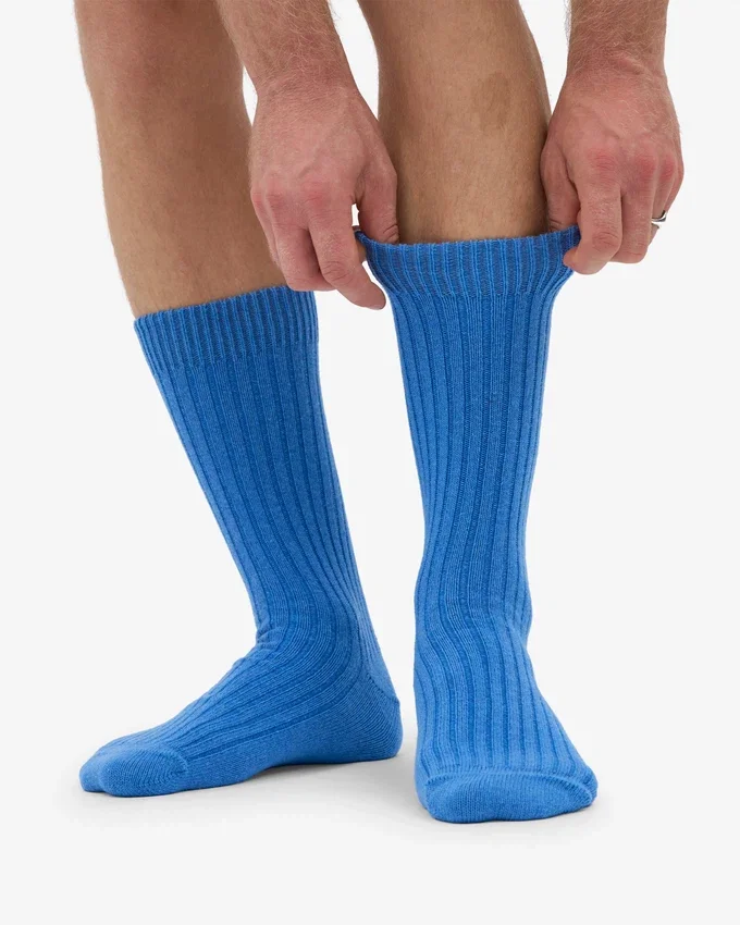 Socken aus Merinowollmischung – Pazifikblau