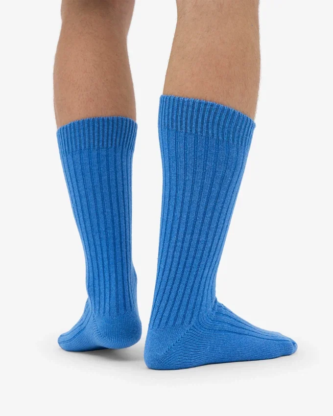 Socken aus Merinowollmischung – Pazifikblau