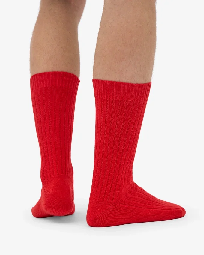 Socken aus Merinowollmischung – Rot-Mandarine