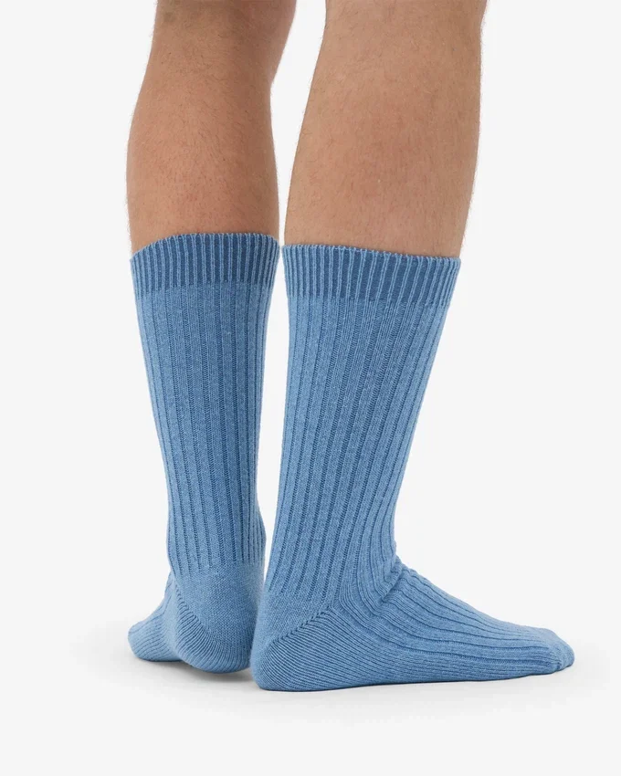Socken aus Merinowollmischung – Seeblau