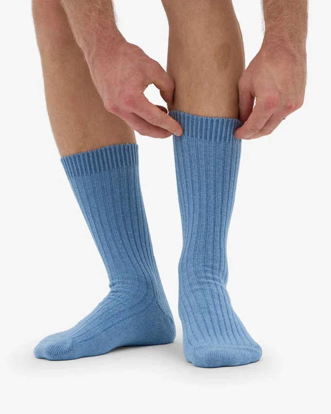 Socken aus Merinowollmischung – Seeblau