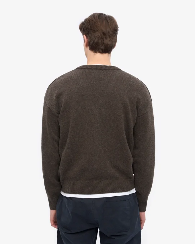 Strickjacke aus Merinowolle mit V-Ausschnitt – Kaffeebraun