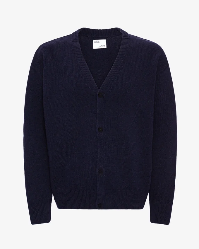 Strickjacke aus Merinowolle mit V-Ausschnitt – Marineblau