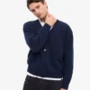 Strickjacke aus Merinowolle mit V-Ausschnitt – Marineblau