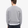Strickjacke aus Merinowolle mit V-Ausschnitt – meliertes Grau