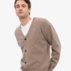 Strickjacke mit V-Ausschnitt aus Merinowolle – Warm Taupe
